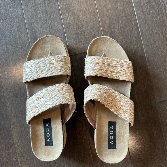 Aqua Woven Platform Slide Sandals - Picture 1 of 4